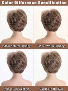 Women's Fashion Natural Fluffy Mixed Brown 10 Inch Synthetic Fiber Short Hair Wigs With Side Bangs Suitable For Daily Wear Holiday Dance Costume Party - Multicolor - View 7