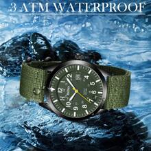 BIDEN 1 pieza Reloj deportivo de moda para hombres, reloj de cuarzo analógico para hombres, calendario digital árabe fácil de leer, reloj con correa de nailon luminosa y resistente al agua - Verde militar - Ver 11