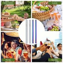 4/6pcs Wide 12mm Stainless Steel Metal Boba/Bubble Tea Straws Set - High Quality Polished Reusable & Easy To Clean, Suitable For Boba/Smoothies/20oz Cups - Great For Thick Drinks & Slushies (Silver/Colored),School Supplies