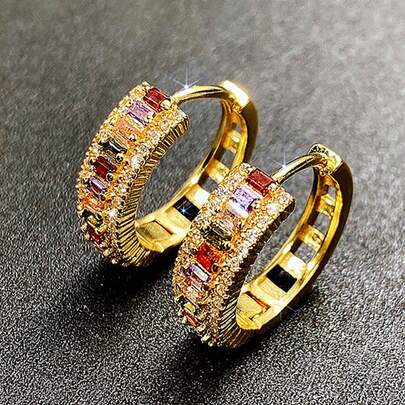 ESBERRY 1 Đôi bông tai bạc 925 đính đá Cubic Zirconia cho nữ, kiểu dáng tối giản và thời trang, thiết kế độc đáo quyến rũ, thích hợp đeo hàng ngày, quà tặng sinh nhật.