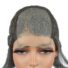 短款精灵短发假发 灰白相间 100% 雷米真人发 4x4 蕾丝前假发 透明蕾丝假发 高清蕾丝灰色假发 送给妈妈的礼物