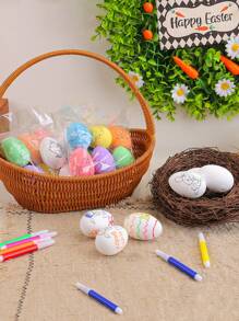 1 bộ/6 cái, Đồ trang trí tượng trứng vẽ tay DIY, Đồ trang trí nhà sáng tạo dễ thương, Thích hợp cho lễ Phục sinh, Tiệc sinh nhật, Bố cục cảnh, Máy tính để bàn, Cửa sổ, Đạo cụ quà tặng ngày lễ tạo không khí - Nhiều màu - Xem 3