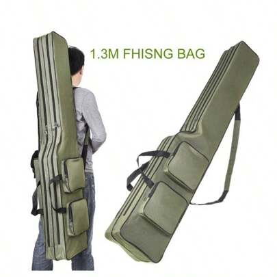 Doppelschichtige messerförmige Angelausrüstungstasche mit großer Bauchform, 1,3/1,5 Meter lange Seeruten, Angelplattform für Weitwurfangeln, europäischer Stil Teichfischen, Angelruten- und Seerutentasche