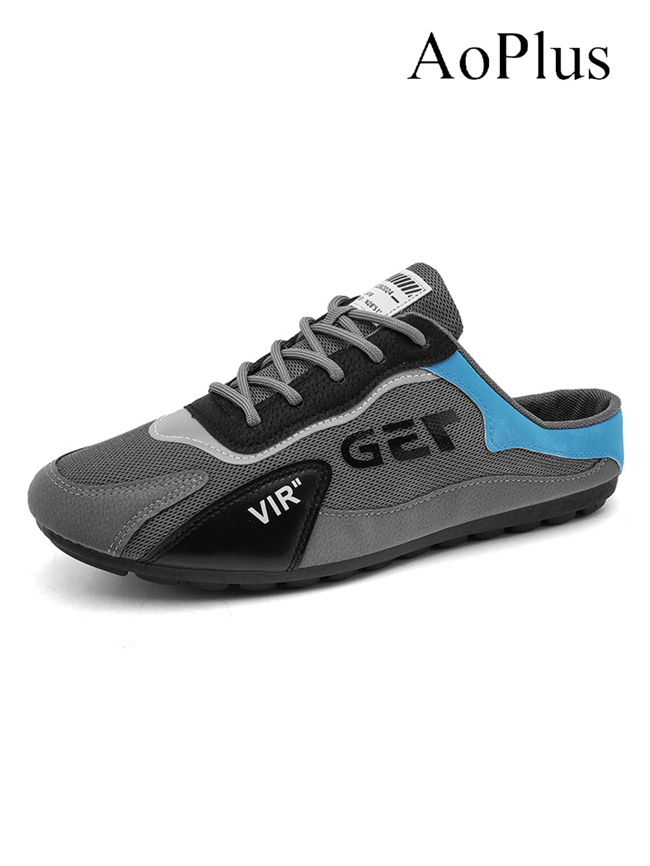 AoPlus Men's Semi - Slip On Casual Sports Shoes, Brand - New Design. The Breathable Mesh Upper, Thin Sole, Stylish And Simple Appearance, Cool And Breathable Features, And Comfortable Inner Lining Make Them Suitable For Daily Casual Wear. - Màu xanh lam - Xem 1