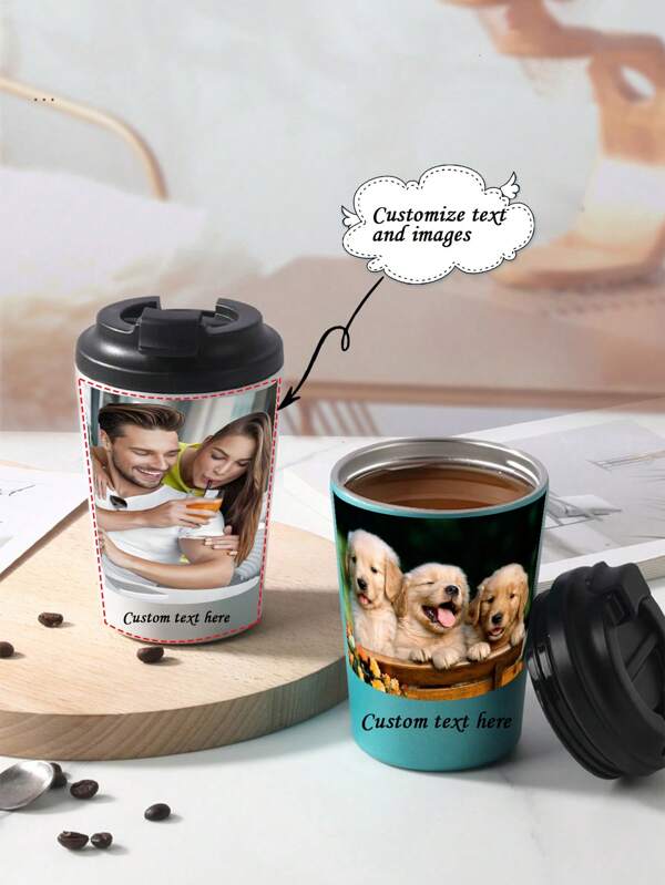 1 pieza Taza de café de acero inoxidable con diseño y texto personalizado, estilo americano, multifuncional, fácil de limpiar, reutilizable, de acero inoxidable exquisito, de moda, de alta calidad, minimalista, colorida, moderna personalizada, a prueba de fugas, adecuada para todas las estaciones, campamento, viaje, opción ideal como regalo para novia, mamá, papá, familia, amigos, aniversario, Día de San Valentín, Día de la Madre, cumpleaños, Día del Padre, graduación, boda, decoración para sala de estar, dormitorio, sala de té, hogar, comedor, oficina, escuela, multifuncional, ornamental, reutilizable, exquisita, elegante, de alta calidad, colorida, moderna, personalizada, única, regalos ideales para él, regalos ideales para ella, novio, papá, novia, mamá, familia, amigos, sala de té, hogar, jardín, oficina, para aniversarios, para el Día de San Valentín, para el Día de la Madre, para cumpleaños, para el Día del Padre, para graduación, para bodas, para inauguración de la casa, delicad
