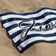 1 件定制条纹沙滩巾，带有个性化名称/文字，超强吸水游泳巾，舒适沙滩巾，时尚泳池巾，时尚瑜伽垫，沙滩配件，节日完美礼物，有多种尺寸可供选择，非常适合游泳、露营和旅行