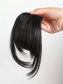 Clip de flequillo, clip francés de pelo sintético natural grueso y peluca completa con flequillo recto y patillas para mujeres y niñas, accesorio de pelo rubio de 6 pulgadas