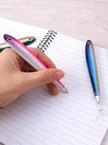 5pcs Fish Shaped Ballpoint Pens, Press-Type Cap, Medium Tip, Plastic Body, Rectangular Shape - Suitable For Teens And Adults - Great For School, Office And Entertainment - Unique Student Gift And Back To School Essential - Multicolor - View 8