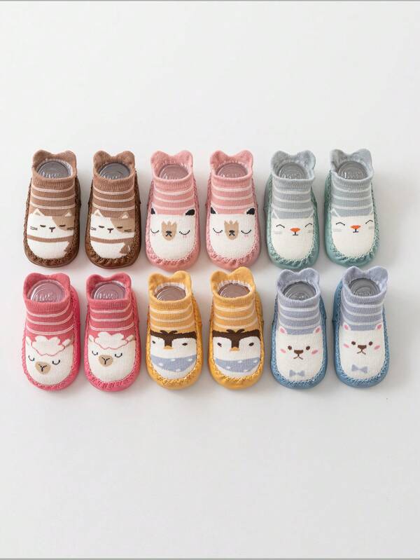 2 Pairs Children Non-Slip Floor Socks, Suitable For 0-3 Years Old Babies, Toddlers Learning To Walk, Indoor Home Socks