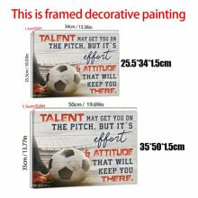 1pc Football Canvas Wall Art, Inspirational Soccer Quote Print, Frameless Sports Themed Decor For Boys Gym Bedroom Living Room - 12x16 Inch Motivational Poster, Gift For Football Enthusiasts Gifts Birthday Graduation