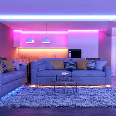 1 件 44 键遥控 RGB LED 灯带，多色照明，适用于家庭派对装饰、游戏室、卧室、客厅、厨房 - 可调光