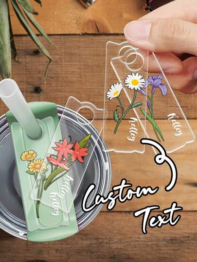 1pc Custom Accessions 30 40 OZ,Custom Flower&Name,Personalized Tumbler Name Plates,Gift For He She- Custom Name Tag For 30 40 Oz Tumblers, Tumbler Lid Topper - Ideal Cup ID Accessories Personalized Name Tag Compatible With Cup 30 40 Oz Water Bottle,Delicate Romance