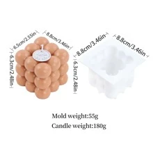 1pc Silicone Bubble Candle Mold - Cube Bubbles Design For, Soap, & Crafting Mold - White - View 8