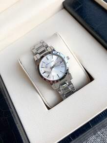 Pablo Raez 1 件银色华丽女士手表女士珠宝夏季配饰奢华连衣裙复古手表不锈钢手链链 IPS 镀层顶级全新优雅高级时尚格纹图案设计石英表 - 均碼 - 查看 3