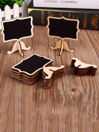 10 件/包带画架的迷你黑板、留言板、小木黑板适用于婚礼、生日派对、桌号、食品标志和特殊活动装饰、奶酪蛋糕标签和情人节装饰