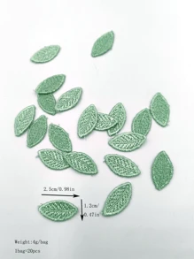 20 件绿叶 DIY 服装装饰补丁，刺绣花卉家居工艺配件 - 綠色 - 查看 2