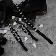 朋克颈链 手链 尖刺项圈 项链 PU 皮革 腕带 袖口 可调节 哥特式珠宝