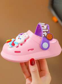 Casual Breathable EVA Girls' Clogs With Cute Cartoon Accessories, Quick Drying Lightweight Non-Slip Clogs, Suitable For Indoor And Outdoor Shower Beach Pool, All Seasons - Pink - View 9