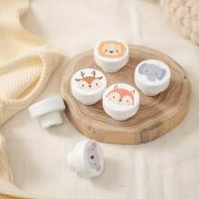 Scandinavian Style Children's Cute Rainbow Animal Round Bedside Table Drawer Knob, Furniture Wardrobe Door Wooden Handle, Multifunctional Furniture Drawer Knob, Children's Room Cartoon Decoration
