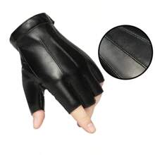 Guantes de Cuero para Hombres y Mujeres, Sin Dedos, Botones Deportivos, Fitness, Danza Callejera, Tácticas de Pesca, Guantes de Ciclismo para las Cuatro Estaciones - Blanco - Ver 2