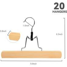 Wooden Pants Skirt Hangers, Smooth Finish Solid Wood Non Slip Jeans Slack Clamp Hangers Hair Extension Hangers(20Pcs Natural)…