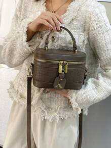 Fashion New Mini Crocodile Pattern Women's Handbag Crossbody Bag Classic Box Bag - Grey - View 2