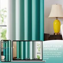 2 Pcs Solid Color Gradient Vertical Stripe Blackout Curtain Blackout Curtains With Coating Insulating Lining, Perfect For Living Room, Bedroom, Kitchen, Bathroom, Home Decoration, Room Decor - màu xanh da trời - Xem 7