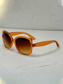 1 Par de gafas de moda de mujer con marco redondo retro y grande, estilo minimalista moderno, adecuado para uso al aire libre, viajes, fiestas, vacaciones en la playa, accesorios de playa, atuendos básicos de mujer para otoño/invierno, regalo casual de negocios para vacaciones de verano en la playa, al aire libre, viajes. - Multicolor - Ver 13