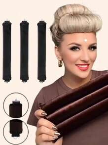 3pcs No-Heat Curling Iron New Simple Female Slouchy Thick No-Damage Hair With Hook Sleeping Rubber Curling Artifact European And American Simple Big Wave Curling Tool Sleeping Curling Hair Curler