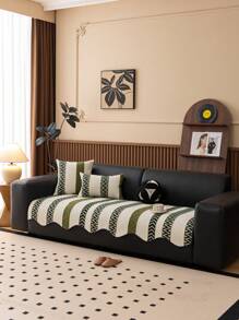 1 件不对称雪尼尔沙发垫，防滑沙发套，适合所有季节 - 綠色 - 查看 3