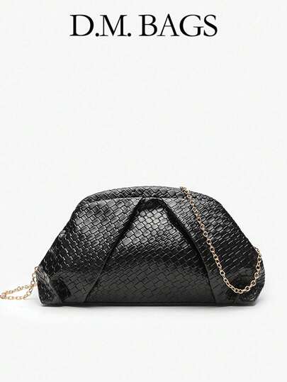 1pc Vintage Minimalist Faux Woven Texture Burgundy Large Capacity Pleated Cloud-Shaped Clutch Bag, Suitable For Party, Events And Daily Outfit, Fashionable Burgundy Handbag, Inspired By Femininity
