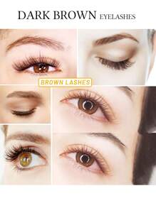 aHoneya 12 Rows D Area Deep Brown Single Lashes, Soft Matte Colored Single Lashes, Deep Caramel Color Eyelash Extensions, Lengthening Lashes Can Be Taken In Multiples, 0.07 Mixed 8-15mm - D - View 4