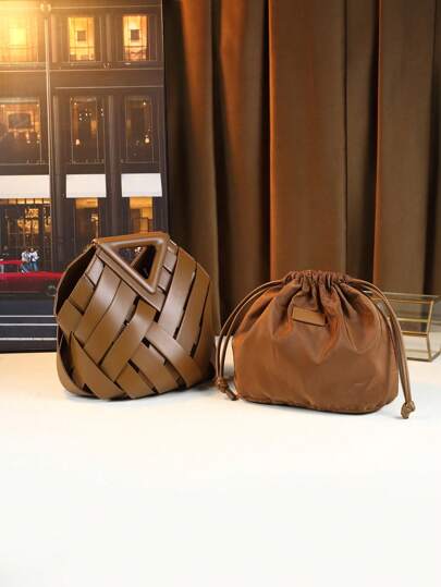 2025 New Woven Design Women Handbag, Tote Bag, High-End Niche Triangle Shape Casual Commuter Bag