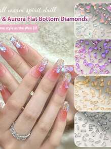 Mini asymmetrische Form Aurora Strass Nail Art Dekoration, kleine Nail Jewelry und Accessoires, super glänzende Nail Zubehör Nägel Nail Charms Nail Gems