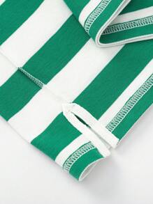 Balabala Kids' Polo Shirt, 2025 Summer Striped Boys' Casual Top - Green and White - View 7
