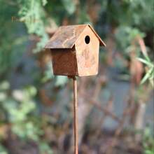 1pc Miniature Rusty Bird House Pick Fairy Garden Miniatures Vintage Birdhouse Rustic Mini Ornaments Home Garden Decor Accessories - Birdhouse Pick E - View 4