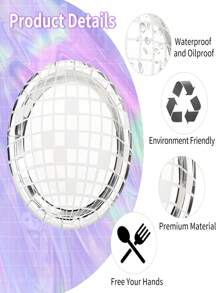 10个/50个装迪斯科纸盘，银色箔纸一次性纸盘，70年代迪斯科派对用品，单身派对迪斯科球甜点餐盘，生日70年代迪斯科派对婚礼，包含7英寸/9英寸纸盘、9盎司纸杯和餐巾纸 - 彩色 - 查看 5