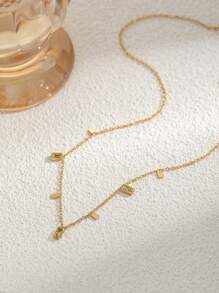 1 pieza Collar minimalista cuadrado de acero inoxidable con cristal de circonita cúbica, conjunto de joyas de moda, adecuado para uso diario, regalo único para mujeres