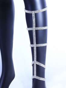 1 cadena para piernas y Body de mujer con diamantes de imitación exagerados, multicapa, sexy, para discoteca, playa