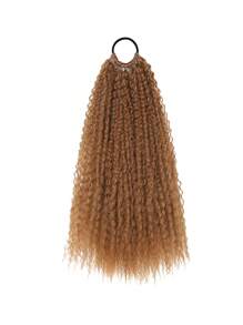 Coleta larga rizada de 20 pulgadas, coleta larga rizada resistente al calor de color negro que se puede alargar con coletero, para todas las mujeres y niñas