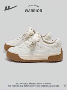 1 par de zapatillas con cordones para mujer, de personalidad de nicho, versátiles, retro, ligeras, cómodas, antideslizantes y de corte bajo para uso casual