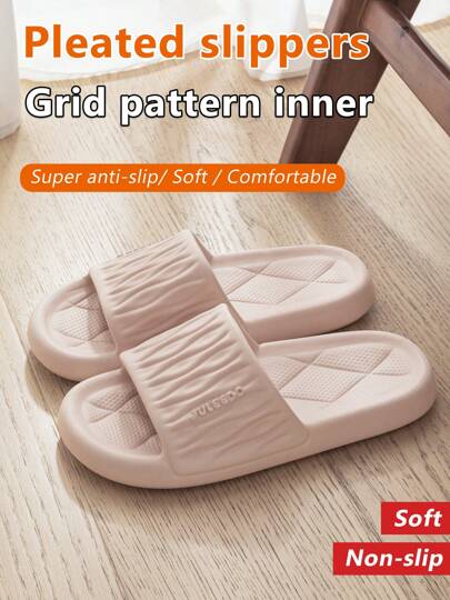 Sandalias deslizantes texturizadas en rosa, pantuflas suaves y cómodas, material de EVA, diseño con tira, adecuadas para mujeres, para el verano