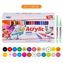 Set de 12piezas/24piezas Marcadores acrílicos de punta suave de presión, apilables, de secado rápido y opacos, adecuados para pintura en rocas, lienzos, madera, vidrio, gesso, cerámica, telas, plásticos, huevos, scrapbooking, kit de suministros de pintura artística