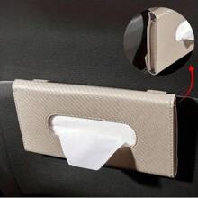 Car Tissue Holder, Car Sun Visor Napkin Case, Multifunctional Leather Back Seat Tissue Box Tissue Bag For All Models - Brown - View 4