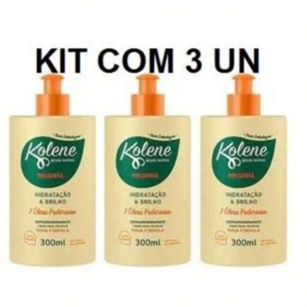 KOLENE CREME DE TRATAMENTO ORIGINAL 7 OLEOS PODEROSOS 300ML KIT COM 3 UNIDADES