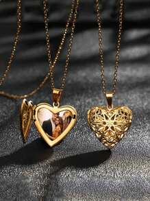 1pc Customized Heart-Shaped Photo Necklace - Stainless Steel Pendant, Elegant Gift, Suitable For Valentine's Day, Anniversary Or Daily Wear, Casual Necklace | Romantic Gift | With Chain, Personalized Necklace - Multicolor - View 2