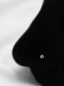 2pcs 925 Sterling Silver Nose Stud Rings 2mm Crystal Straight Silver Nariz Piercing - Gold - View 1