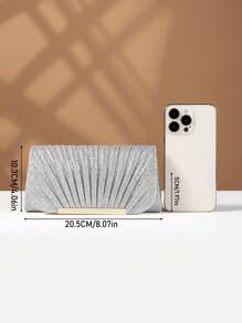 Elegant Mini Clutch Bags For Women, Shiny Envelope Bags, Metallic Evening Bags, Dress Handbags And Wallets For Women,Party Bag Perfect For Party Wedding - Silver - View 3