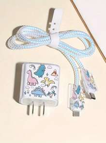 5 Pieces Dinosaur Charger Protective Case Compatible With Apple 20w For 11/12/13/14/15/16 Charging Cable Anti-Break Protective Case Cable Protector, Charger Protector - Multicolor - View 2