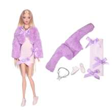 Short Slim Fit Solid Color Sweater With A Beautiful Bow On Top, Playful And Gentle. Wearing A Loose Plush Jacket, It Is Soft And Warm. Put On The White Shoes Again, Sweet Yet With A Winter Atmosphere, Perfect For Daily Shopping Or Dating. Suitable For 11.5-Inch Dolls (Excluding Dolls)